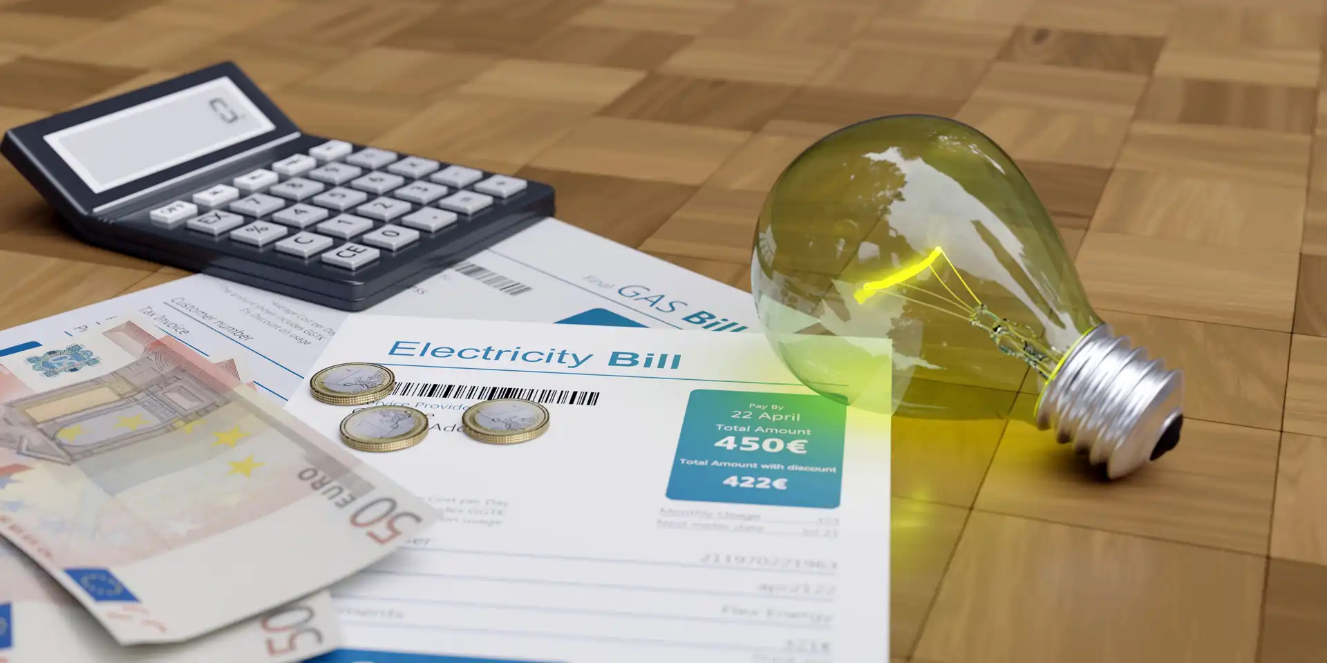 electricity bill euro banknote light bulb and ca 2024 12 07 21 45 05 utc
